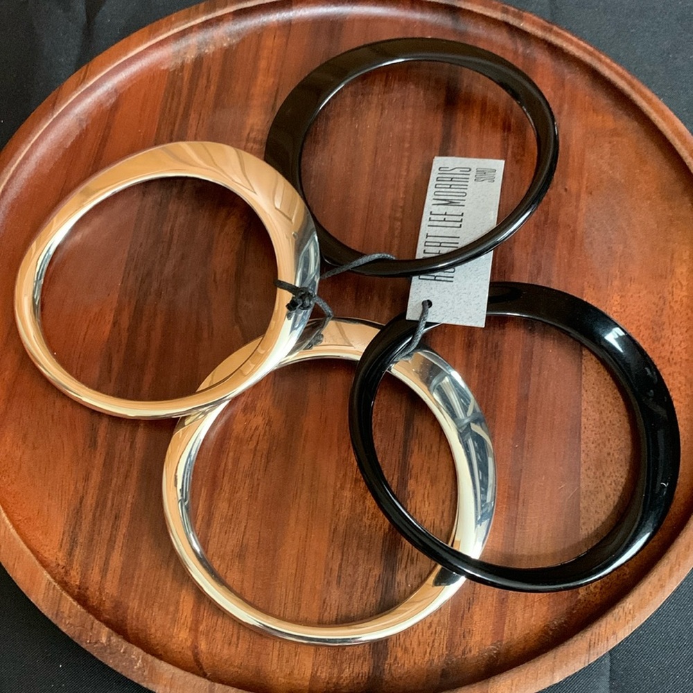 NWT Robert Lee Morris silver tone and black set of 4 bangles